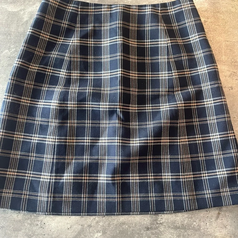 Babaton Navy and White Plaid Mini Skirt - Picture 3 of 3